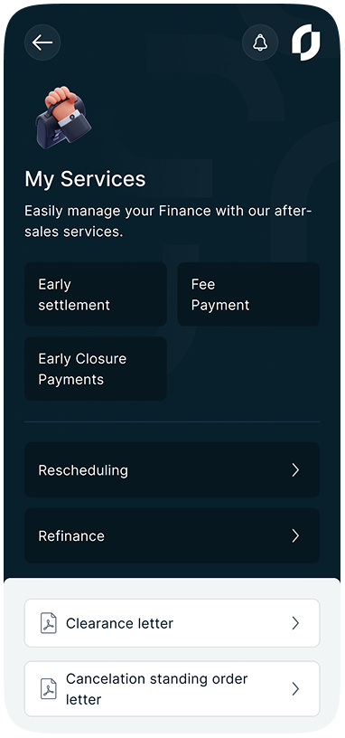 Services screen